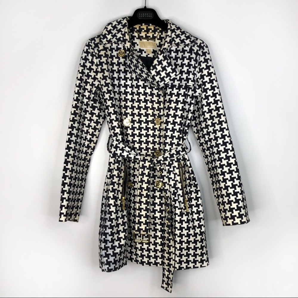 Michael Kors Houndstooth Gold Buttons Coat small